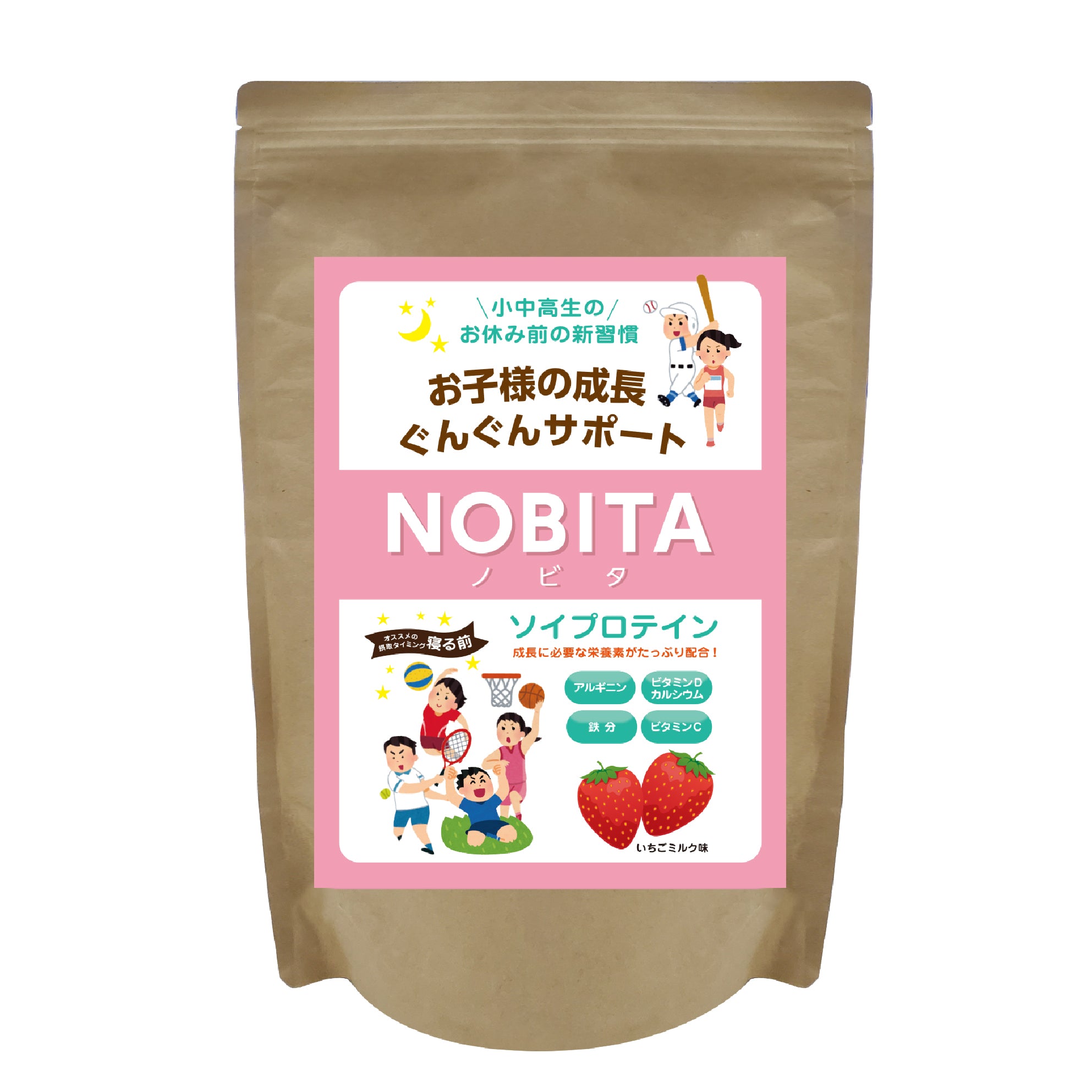 NOBITAソイプロテイン - いちごミルク味 600g – NOBITA-SoyProtein